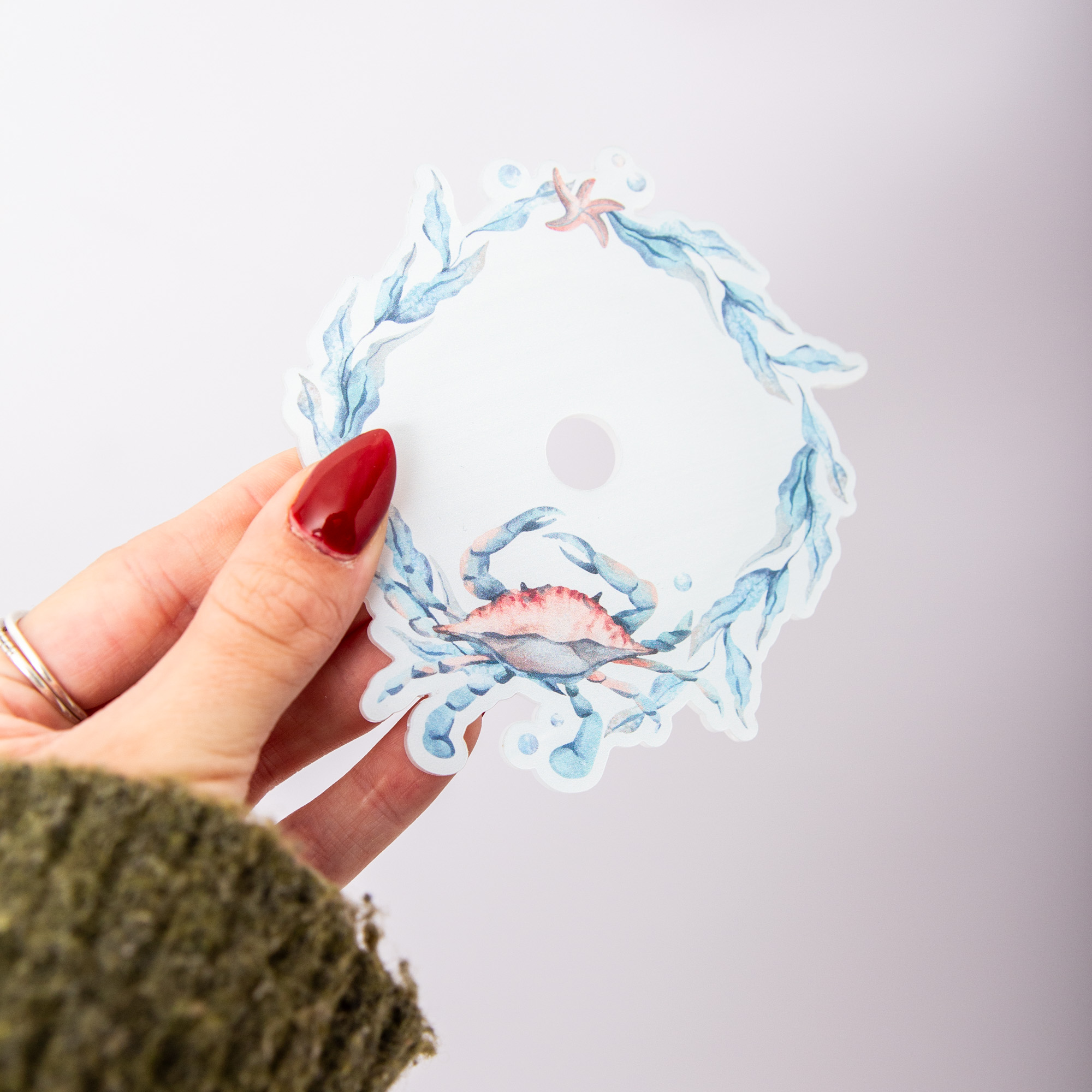 Glasdeckel Maritim „Krabbe & Seestern“ – Insektenschutz für Gläser & Tassen – Getränkeabdeckung aus Holz oder Acryl – Handgemacht in Leipzig 3 Glasdeckel für den Sommer, Insektenschutz getränk, Wein, Glas, Mit Loch und ohne Loch