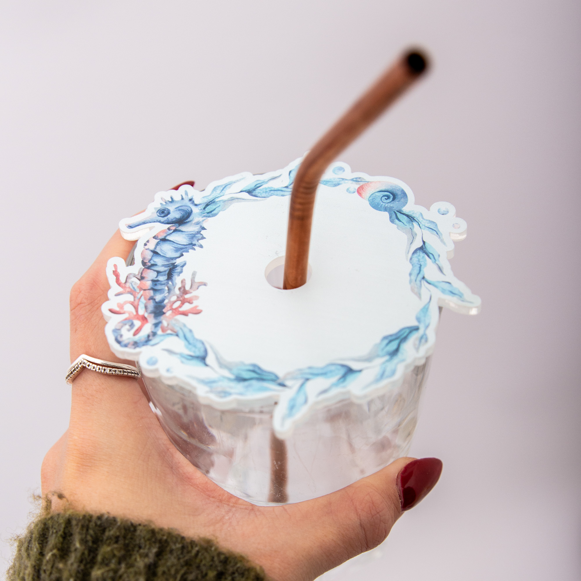 Glasdeckel „Seepferdchen“ – Maritimer Insektenschutz für Gläser & Tassen – Getränkeabdeckung aus Holz oder Acryl – Handgemacht in Leipzig 1 Glasdeckel für den Sommer, Insektenschutz getränk, Wein, Glas, Mit Loch und ohne Loch