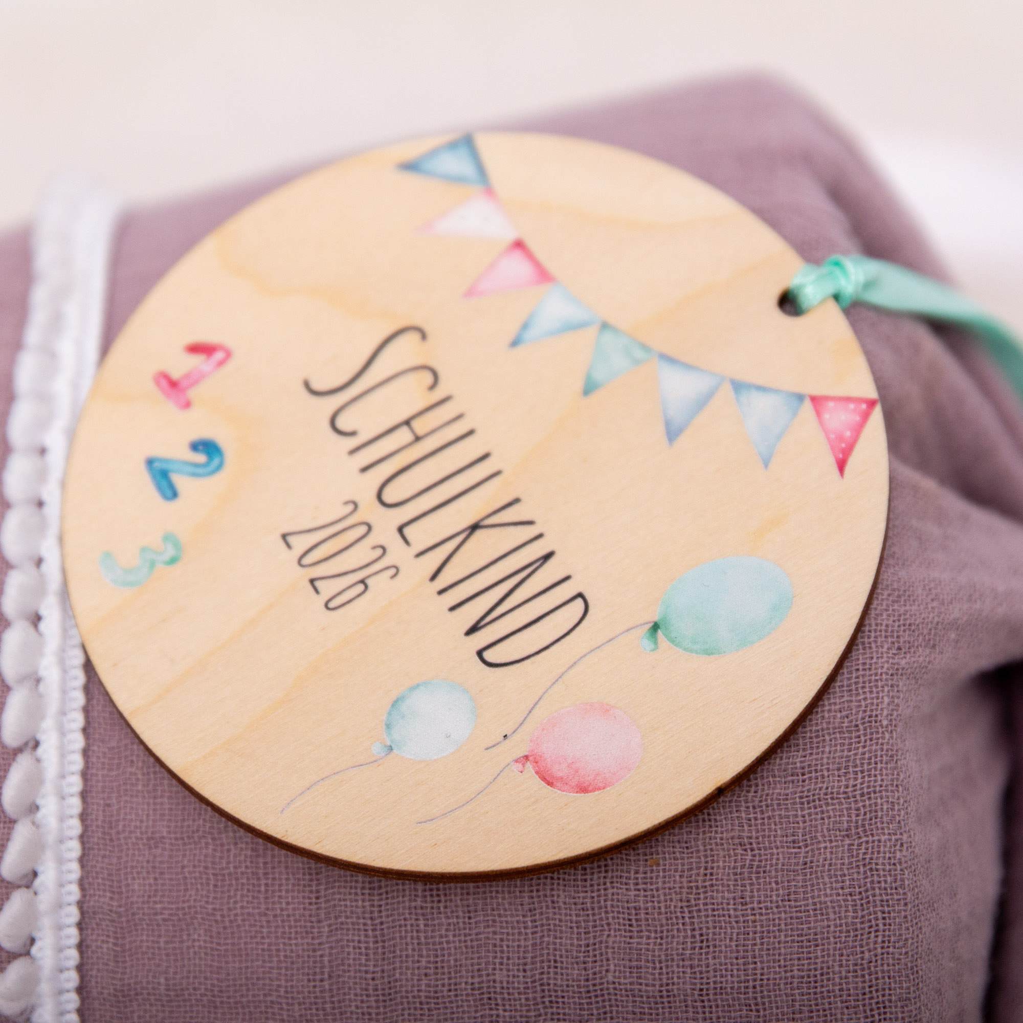 Wimpel Zuckertütenanhänger / Einschulungsanhänger 2026 / Zuckertütenanhänger aus Holz / Geschenkanhänger 2 Einschulungsanhänger Wimpel, Schulkind 2026, Anhänger für Zuckertüte aus Holz