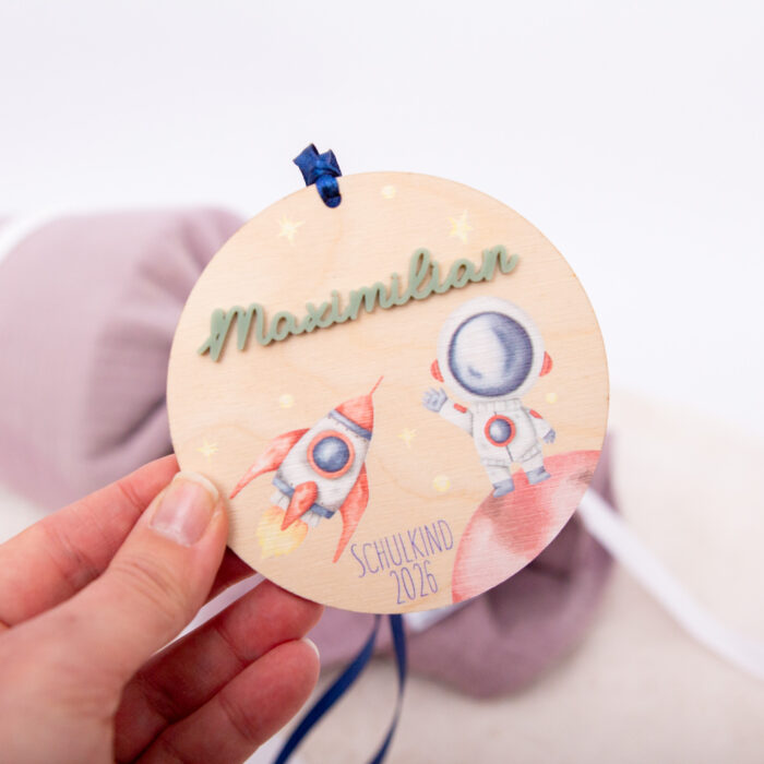 Schulkind 2026 Astronaut, Einschulung Weltall, Zuckertütenanhänger mit Name