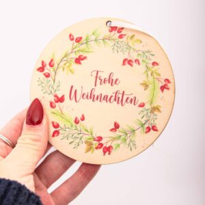 Affirmationsanhänger aus Holz, Affirmation Kinder, Geschenkanhänger, Nistelzweig - Frohe Weihnachten