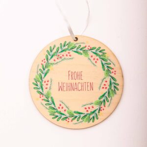 Affirmationsanhänger aus Holz, Affirmation Kinder, Geschenkanhänger, Nistelzweig - Frohe Weihnachten
