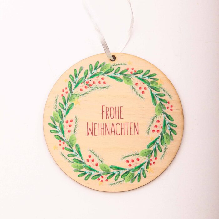Affirmationsanhänger aus Holz, Affirmation Kinder, Geschenkanhänger, Nistelzweig - Frohe Weihnachten