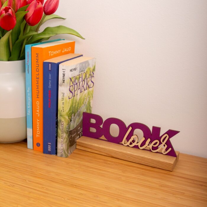 Book Lover Schriftzug aus Holz, 2 schichtig, Bückerecke Deko, Geschenk für Bookstragram Fans