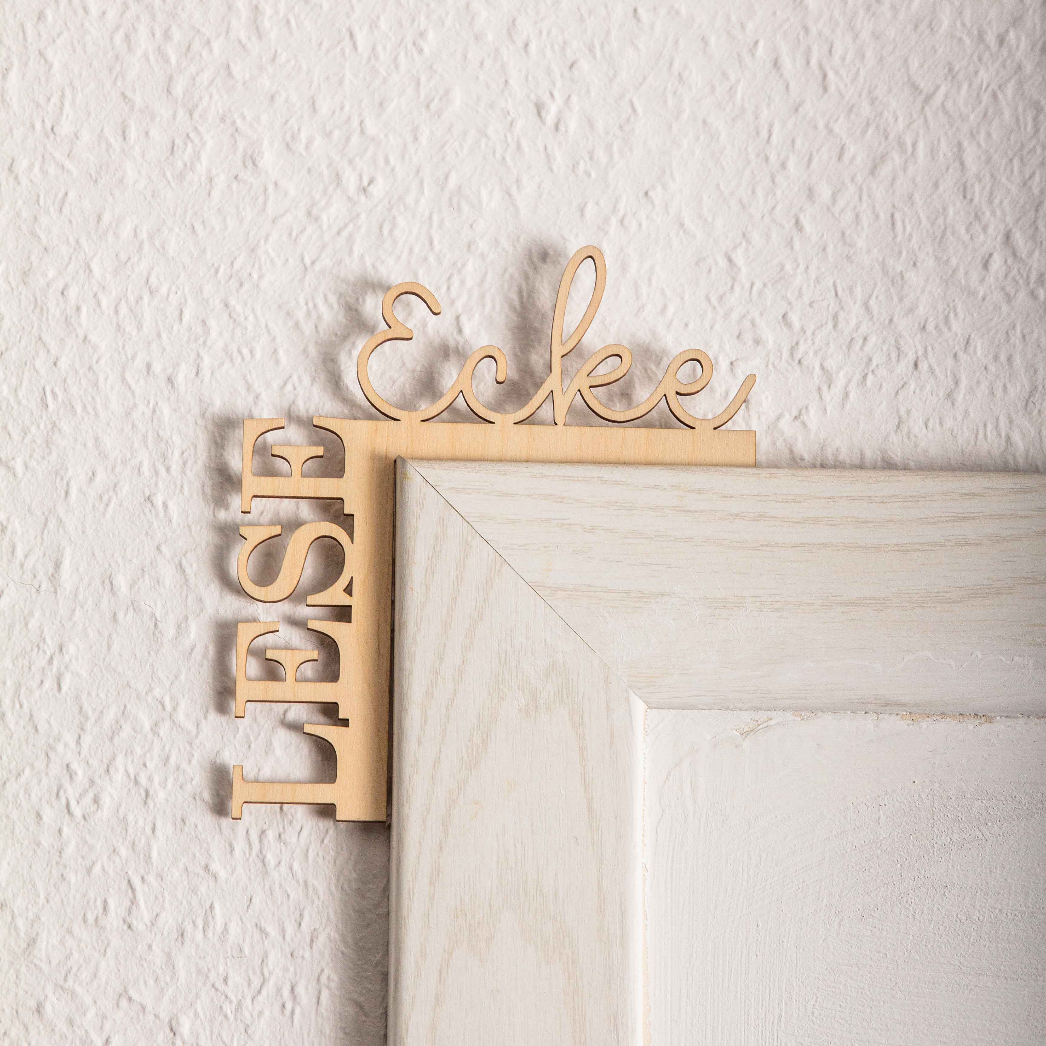 Türtopper Schriftzug "Leseecke" aus Birkenholz – Regaltopper & Lesezimmer Deko 5 Leseecke Türtopper, Leseecke Holzschrift Regaltopper