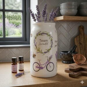 Ein A5-Bogen mit verschiedenen, detailreichen Lavendel-Motiven als randlose Rub-On Sticker für Bastelarbeiten und DIY-Projekte. Stickerbogen A5