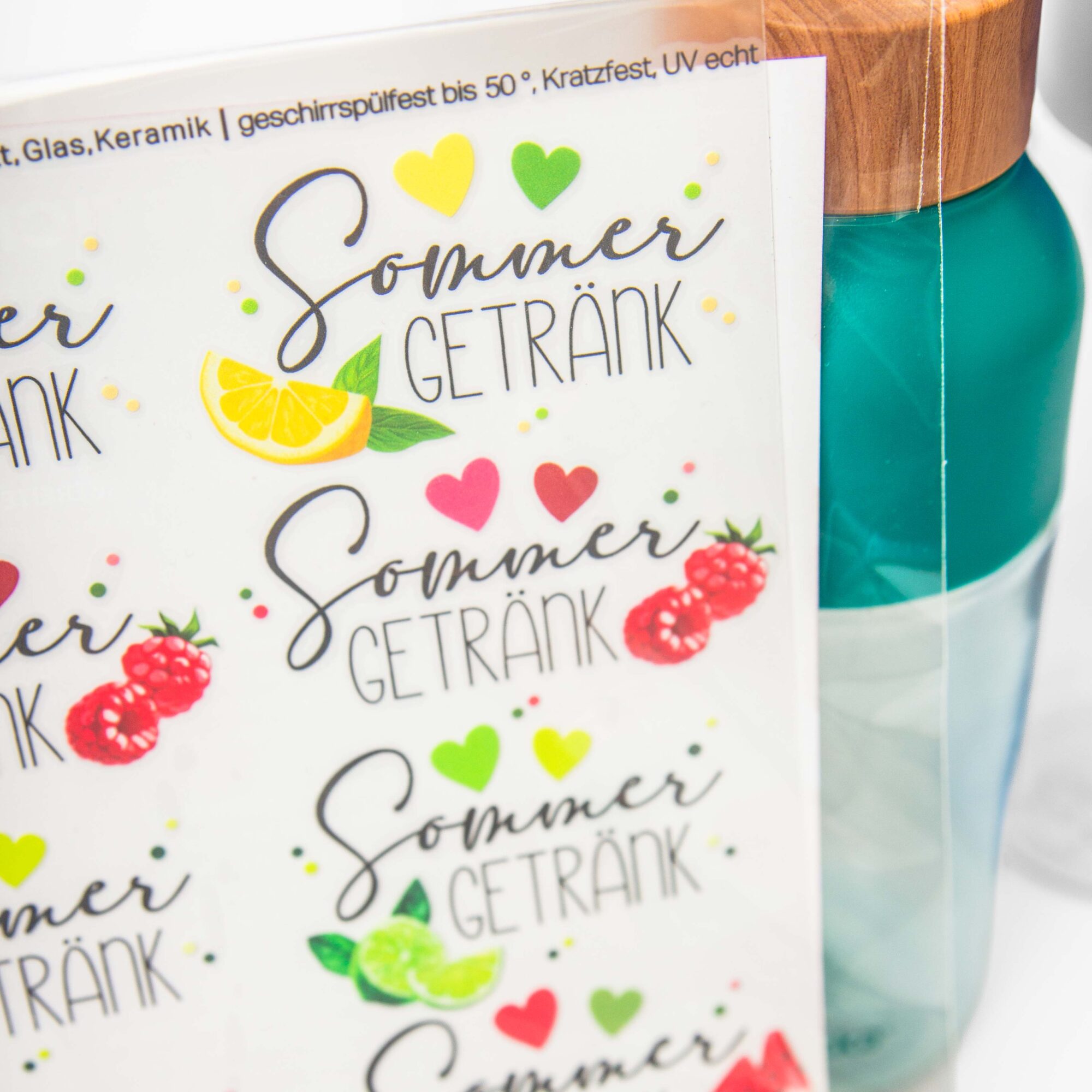 Rub-On Stickerbogen Sommergetränk im Format A5 | Aufkleber für Glas, Keramik, Keraflott, Metall, Edelstahl usw. 4 Rub On Sicker mit Sommergetränk Spürüchen und Motiven, Melone, Ornage, Limette, Himbeere, Zitrone, Geschirrspülfest, Kratzfest, UV Beständig.