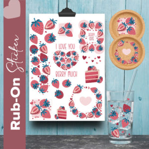 RubOn MockUp Glas und Untersetzer & Erdbeeren