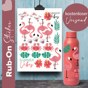 RubOn Mockup rote Isoflasche & Flamingos Krebse